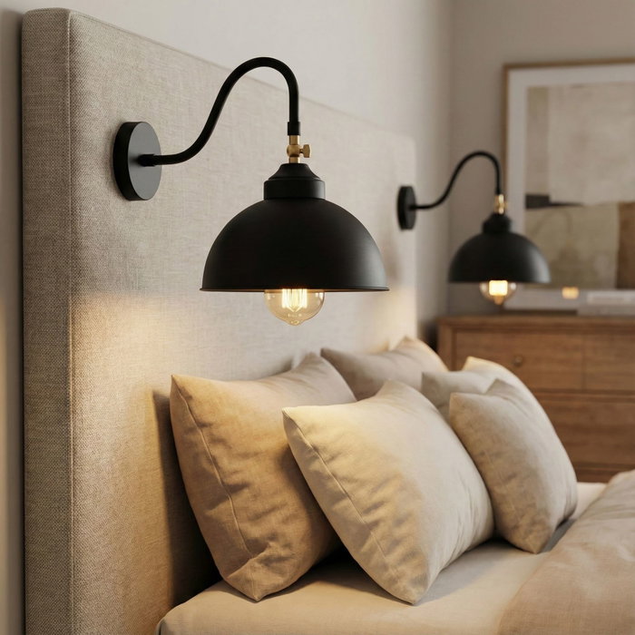 Opviq Lámpara de pared industrial en negro